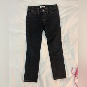 Trave Women's Dark Indigo Straight Jeans with Yellow Stitching
